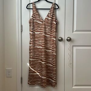 Women's Slip Dress - A New Day Brown Zebra Striped size L